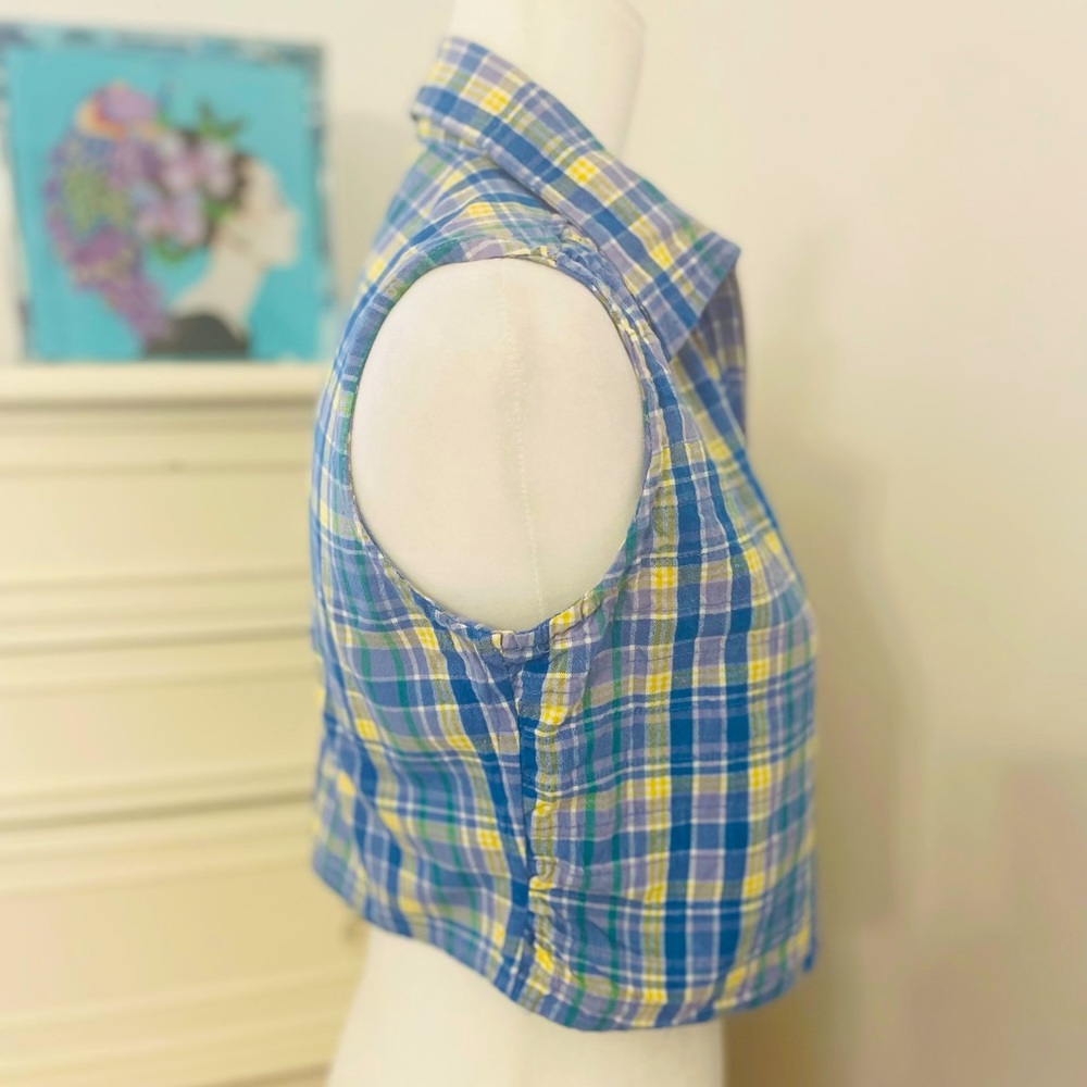 Vintage 90s Cropped Plaid Top - Picture 5 of 9